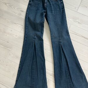 Express Dark Indigo Split Flare Jeans size small